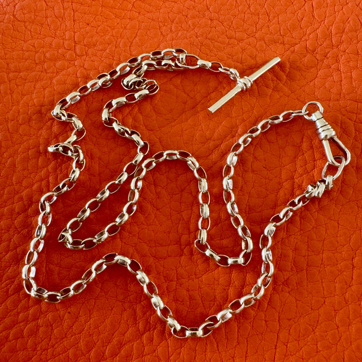 Vintage 9ct belcher necklace with detachable T-bar AND dog clip!