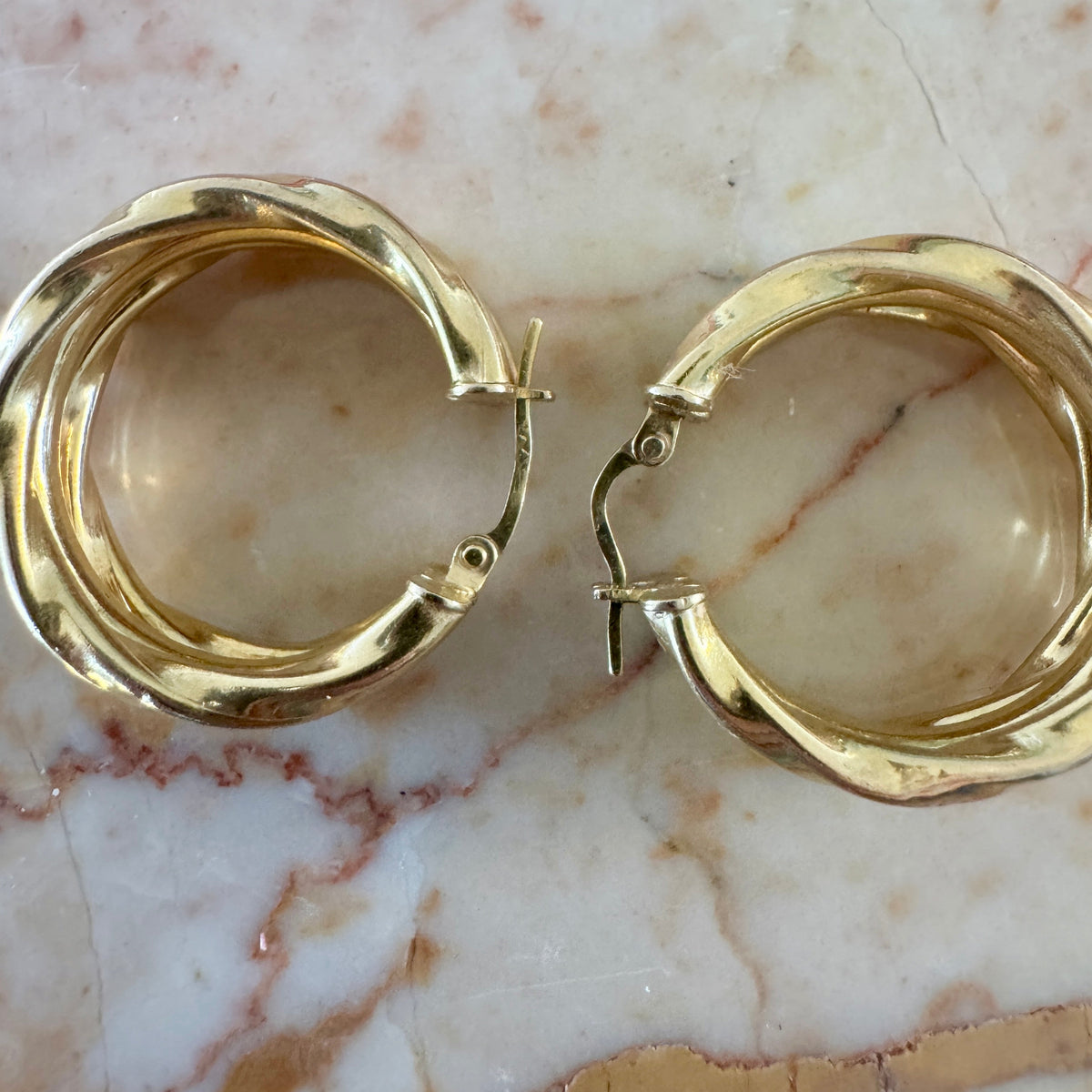 BIG triple stacked Italian 9ct gold hoops!