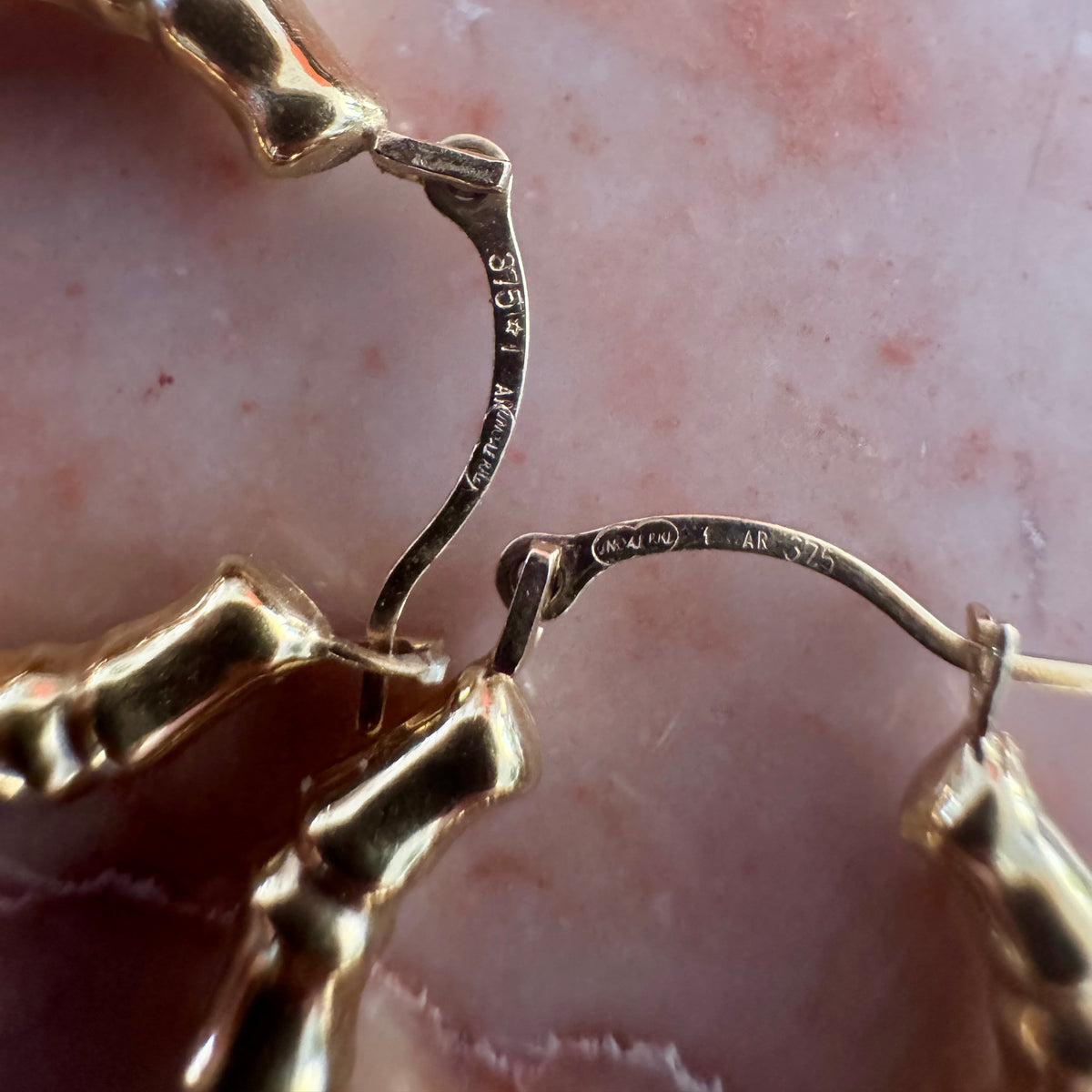 Vintage 9ct gold UnoAerre medium bamboo hoops  - RARE