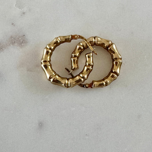 NEW IN - RARE! Vintage Unoaerre bamboo large 9ct gold hoops!