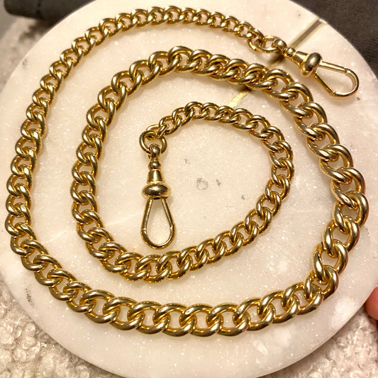 SOLD  Antique 9ct curb link graduated albert chain - super buttery!