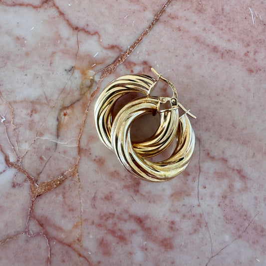 SUPER CHUBBY 9ct Unoaerre twisted hoops with full British hallmarks!!