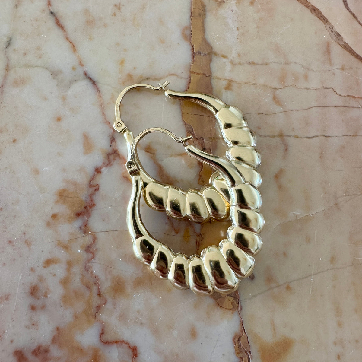 Vintage 9ct croissant style hoops with a full set of British hallmarks