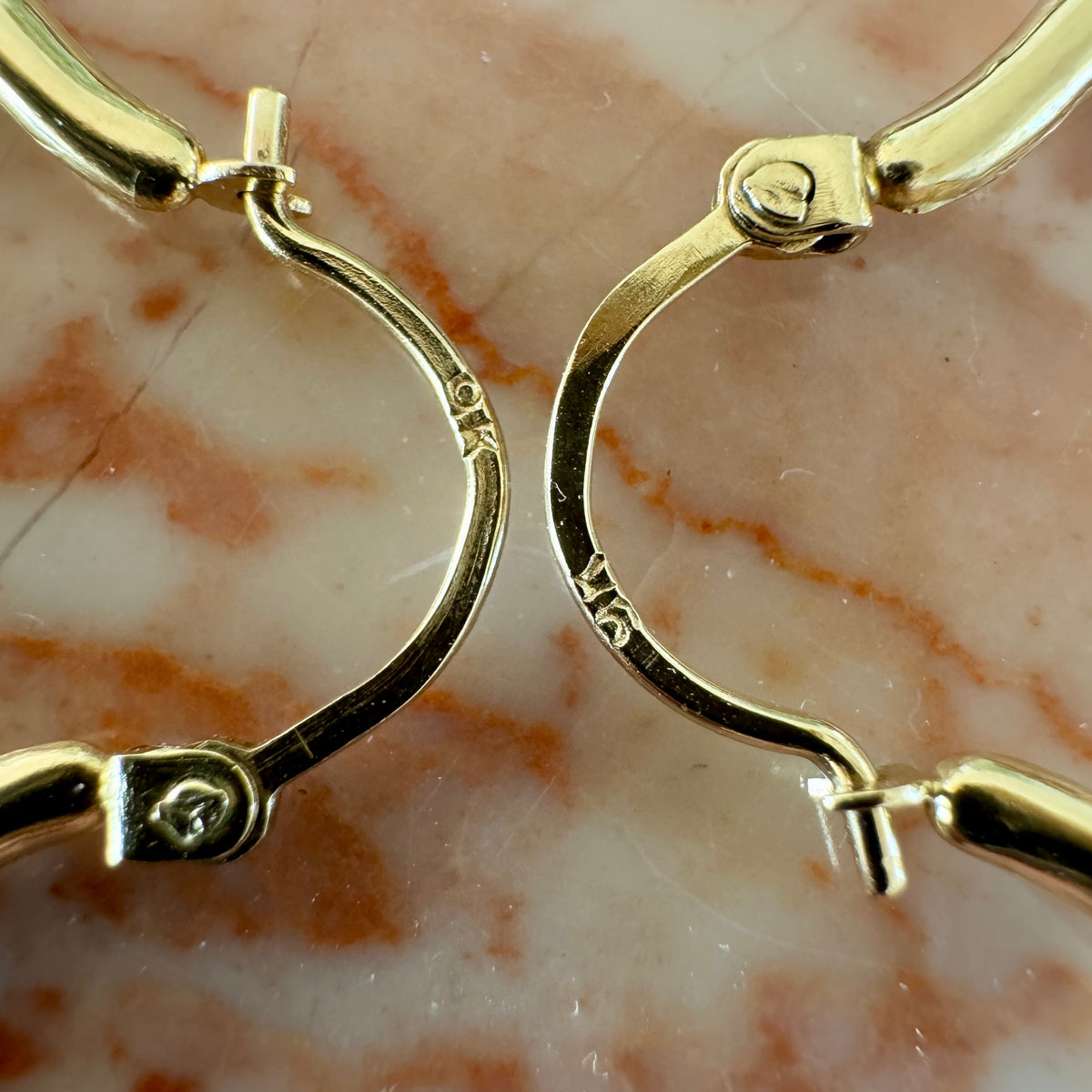 Vintage 9ct croissant style hoops with a full set of British hallmarks