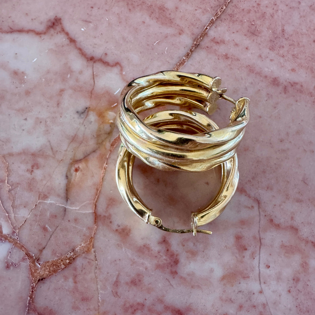 BIG triple stacked Italian 9ct gold hoops!