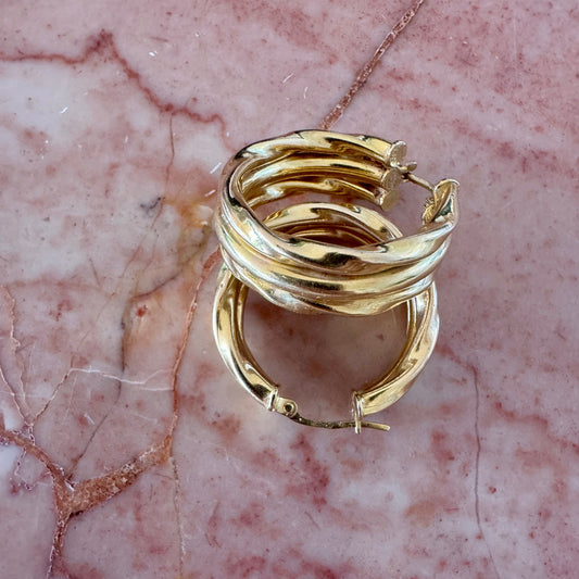 BIG triple stacked Italian 9ct gold hoops!