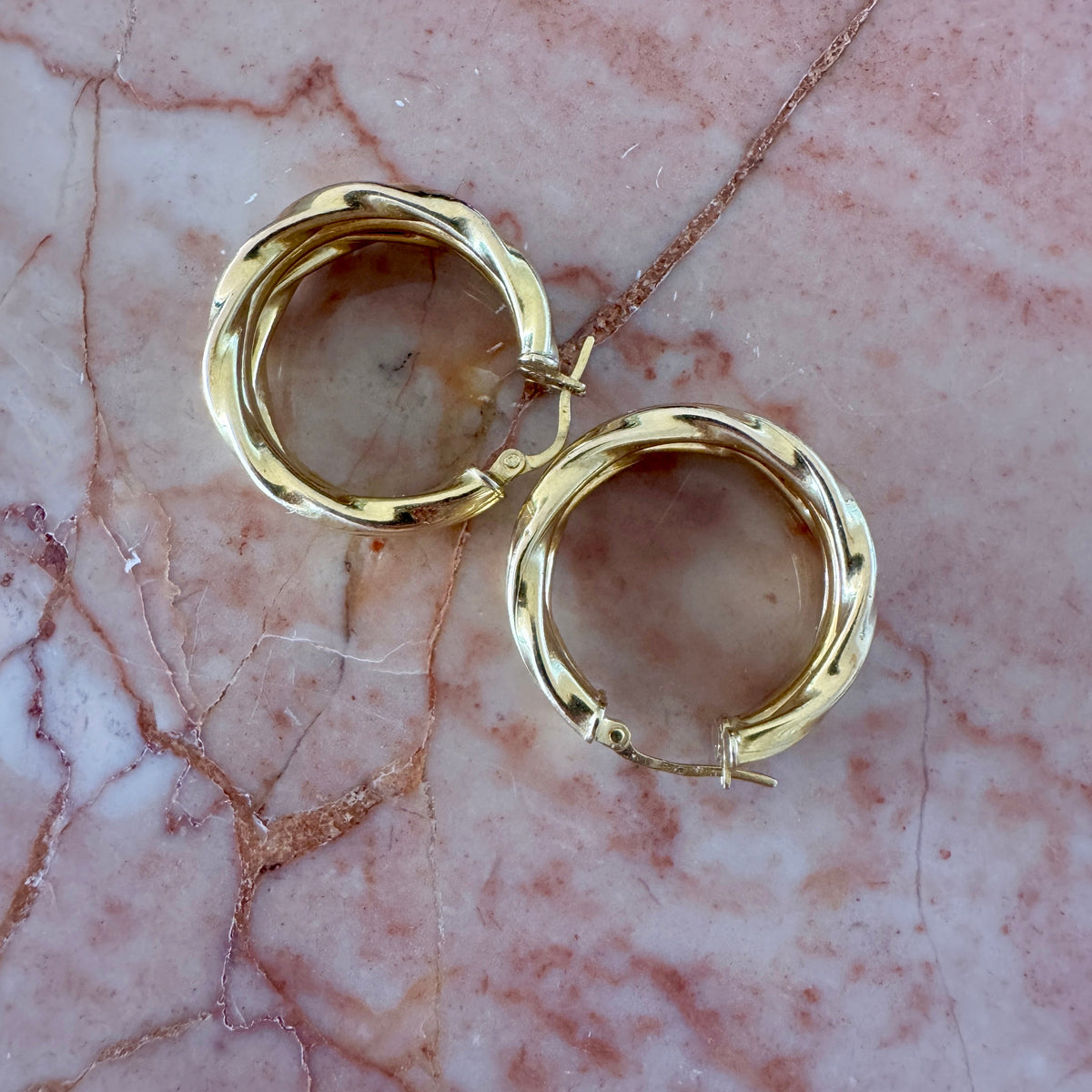 BIG triple stacked Italian 9ct gold hoops!