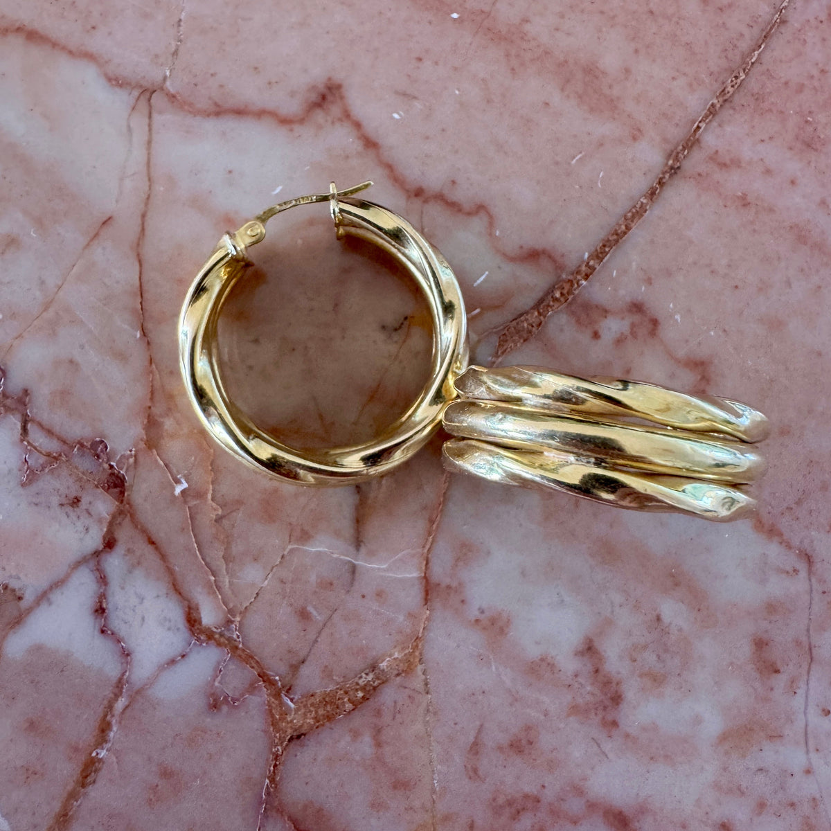 BIG triple stacked Italian 9ct gold hoops!