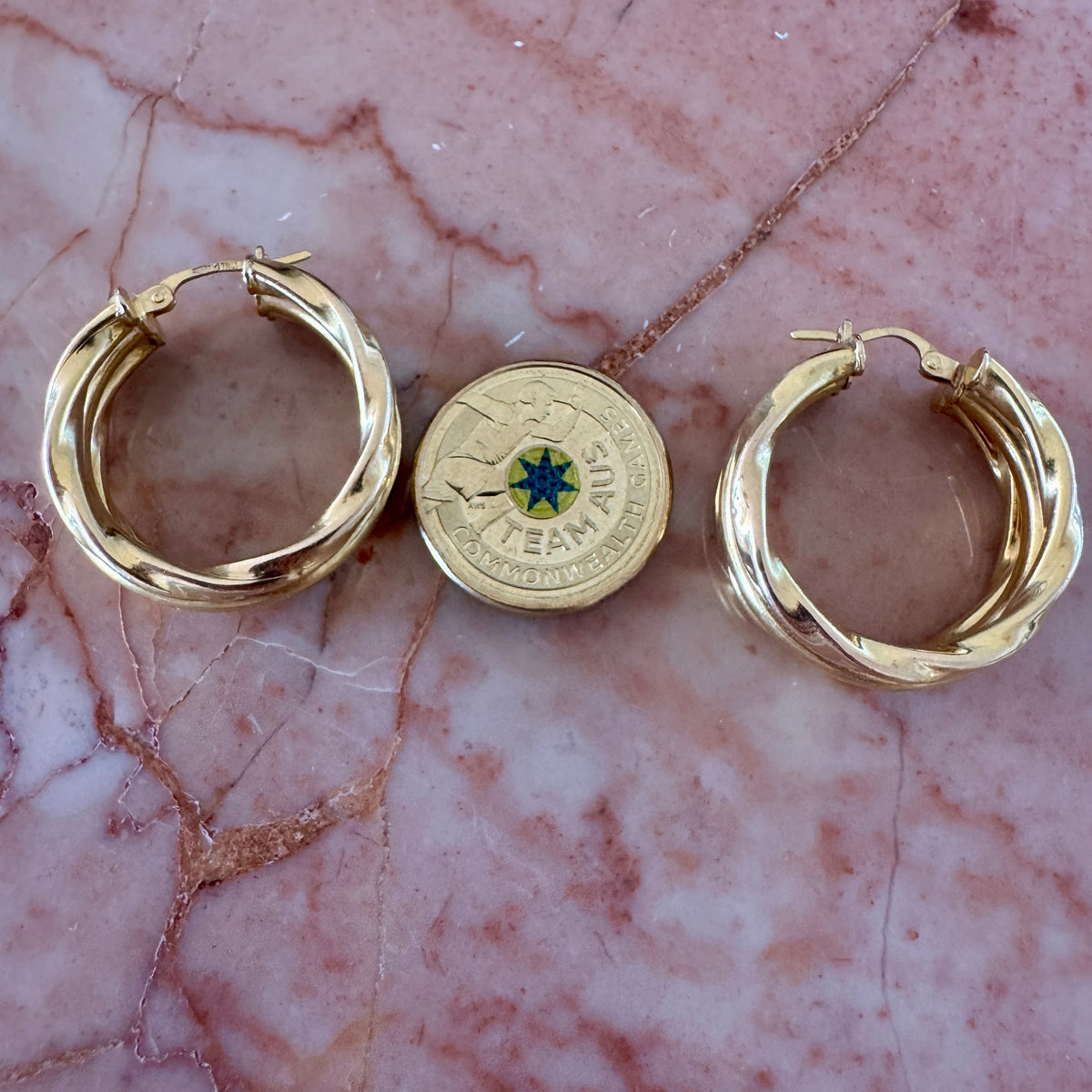 BIG triple stacked Italian 9ct gold hoops!