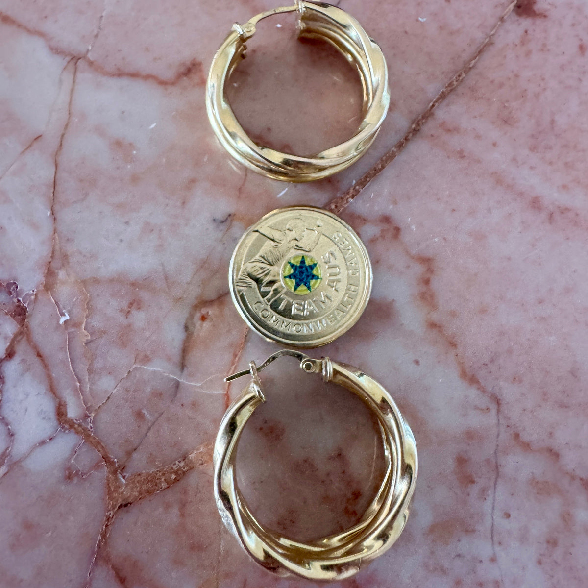 BIG triple stacked Italian 9ct gold hoops!