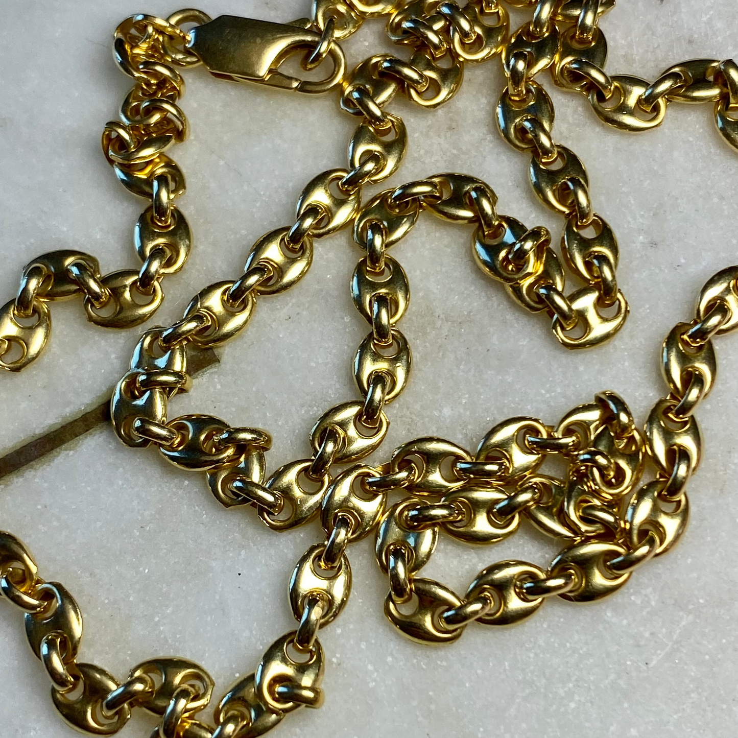 Heavy vintage 18ct Italian puffy mariner link chain - RARE