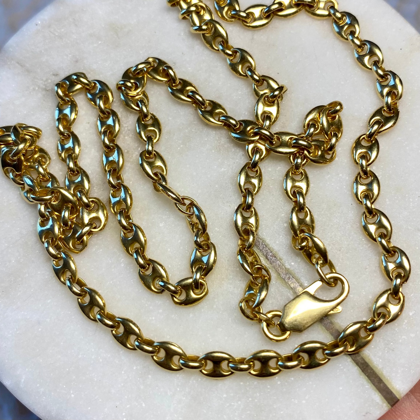 Heavy vintage 18ct Italian puffy mariner link chain - RARE