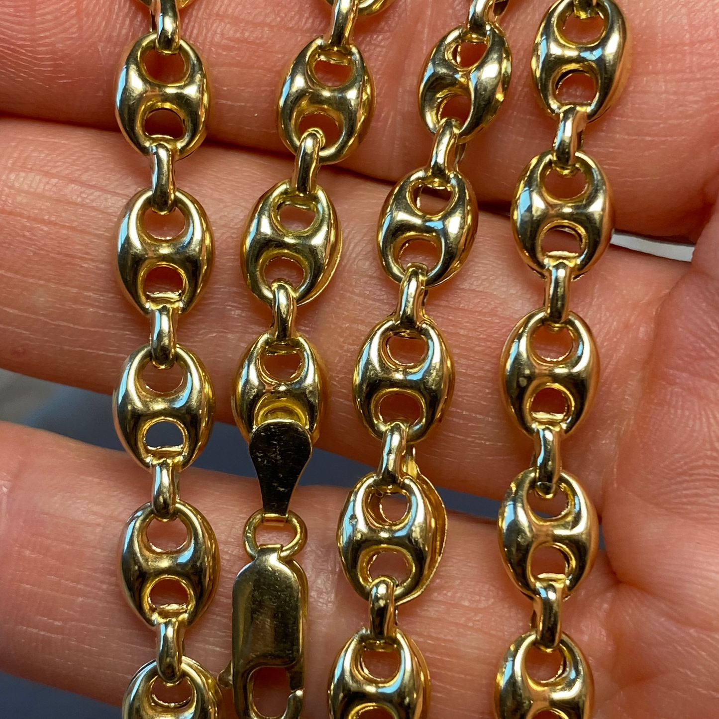 Vintage 18ct semi hollow puffy mariner link chain - RARE!