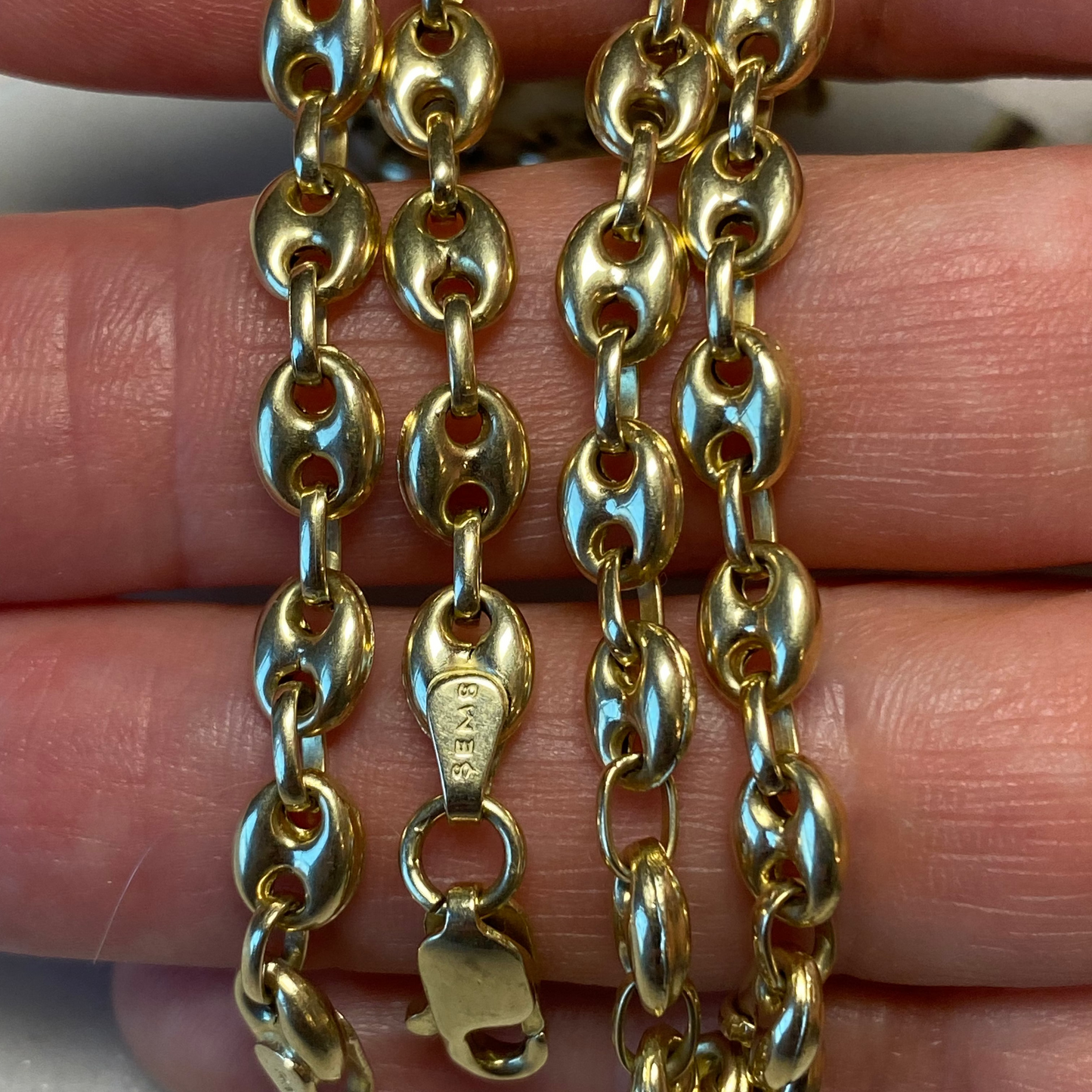 Vintage 14ct semi hollow puffy mariner link chain- RARE