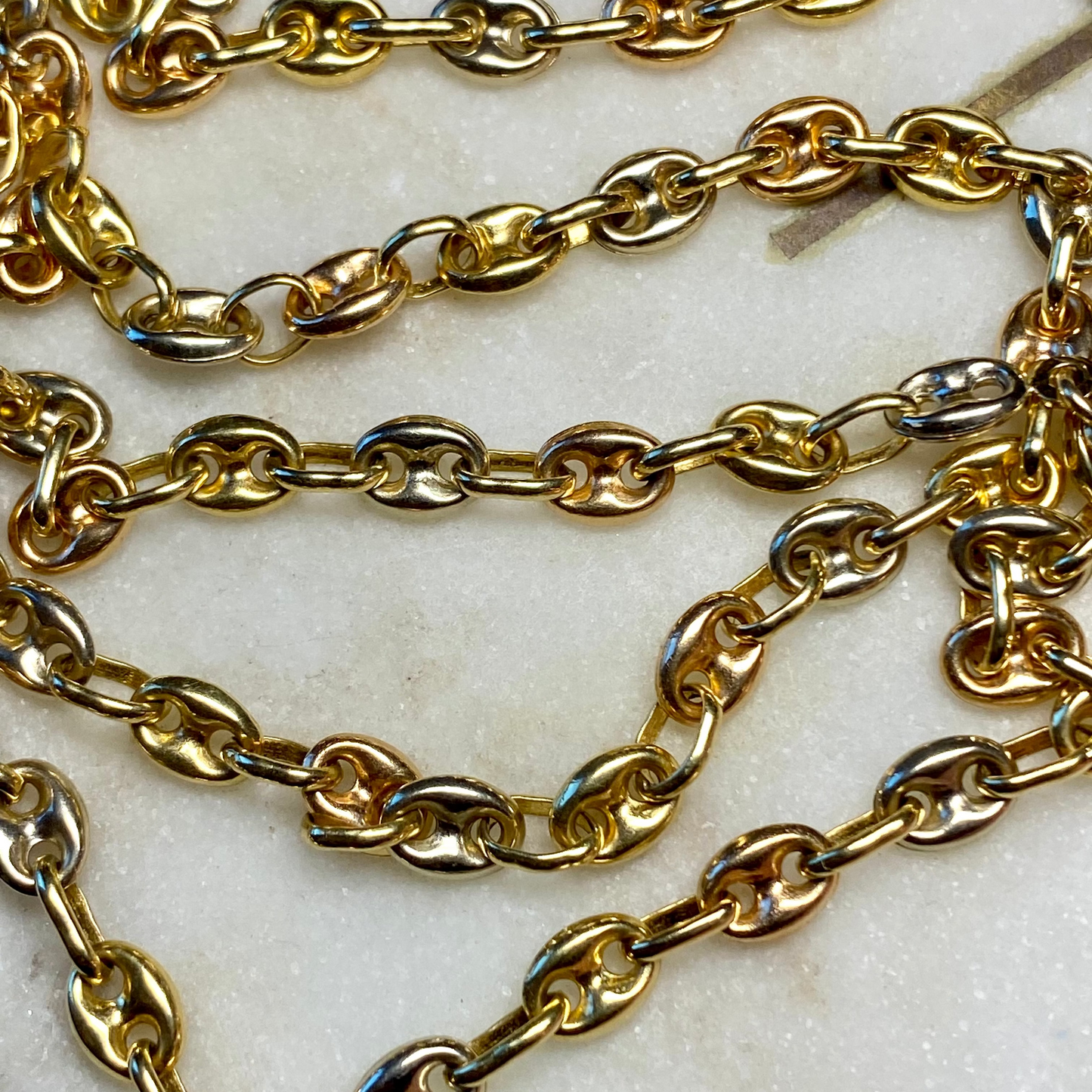 SUPER RARE!! 18ct TRI-COLOUR puffy mariner link chain
