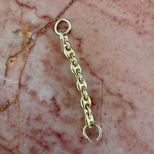 Bespoke 14ct solid puffy gold extender with 9ct large O rings