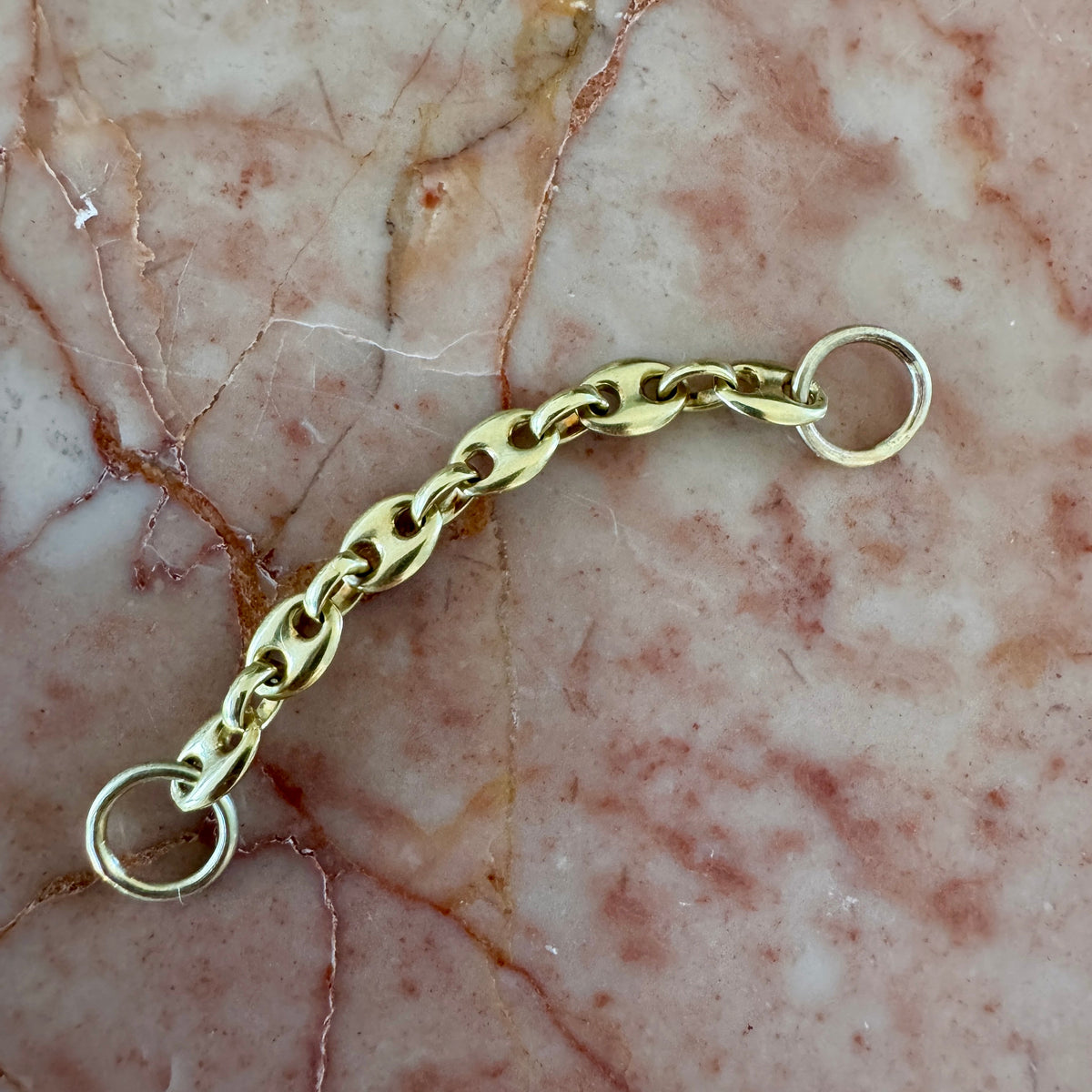 Bespoke 14ct solid puffy gold extender with 9ct large O rings