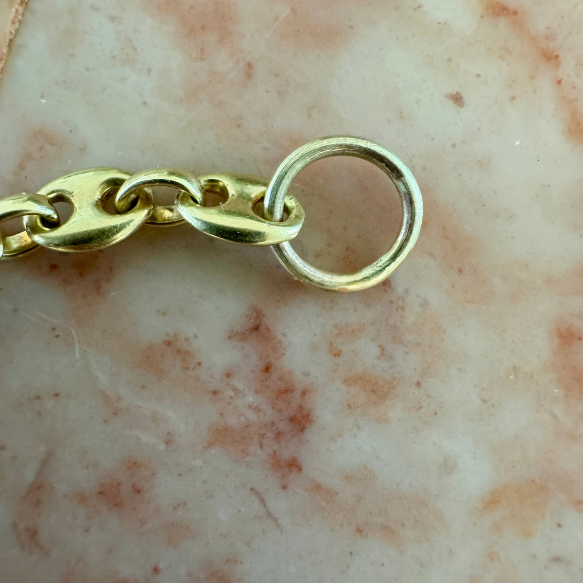Bespoke 14ct solid puffy gold extender with 9ct large O rings