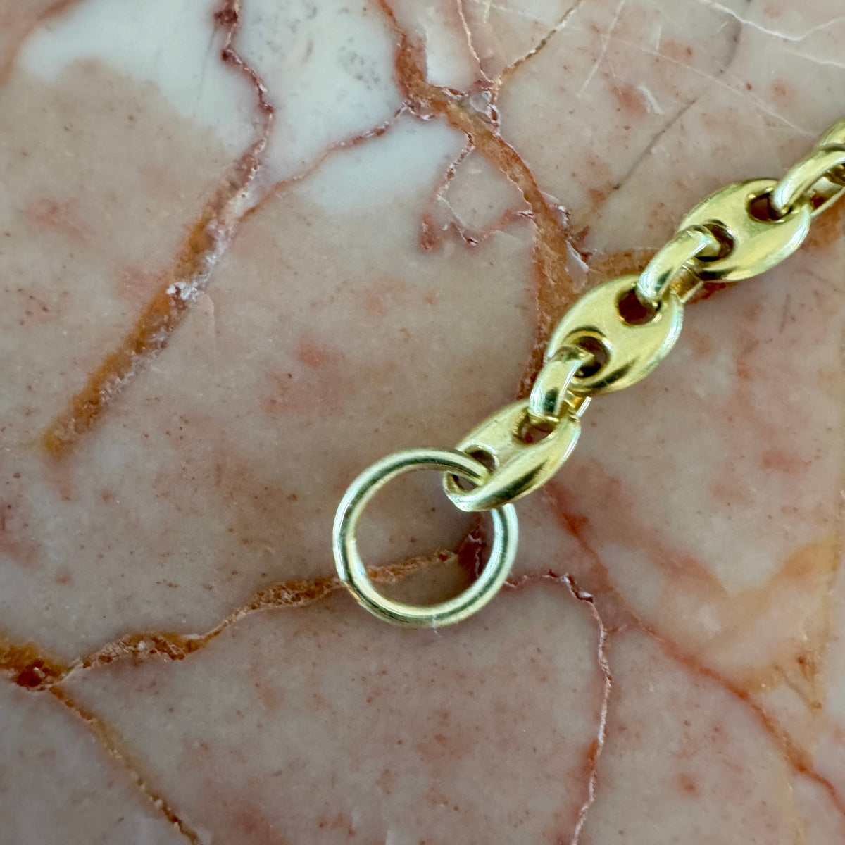 Bespoke 14ct solid puffy gold extender with 9ct large O rings