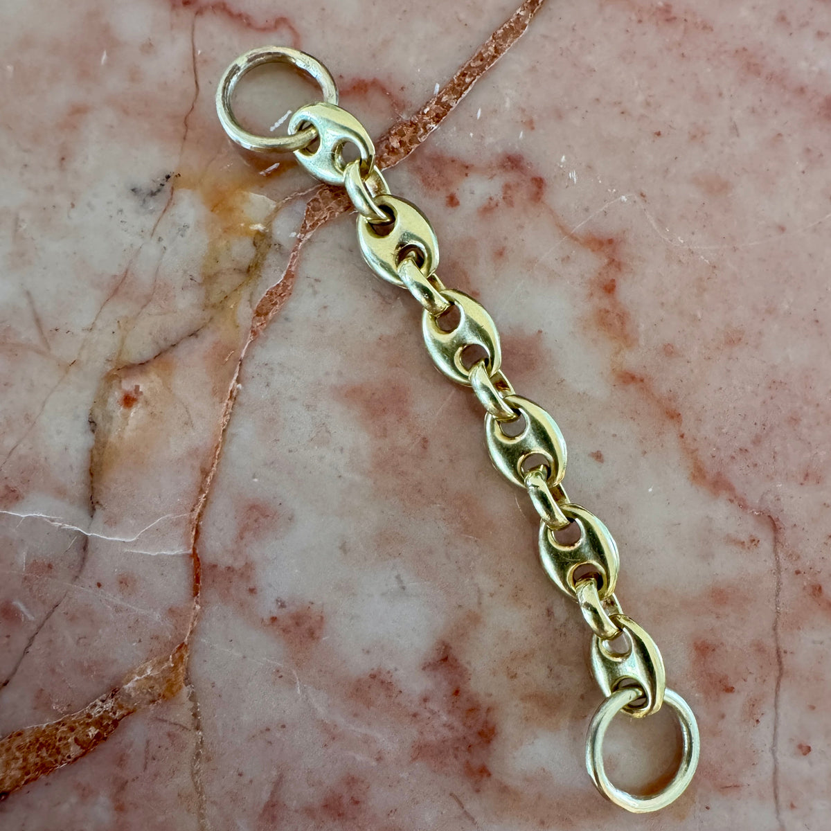 Bespoke 14ct solid puffy gold extender with 9ct large O rings