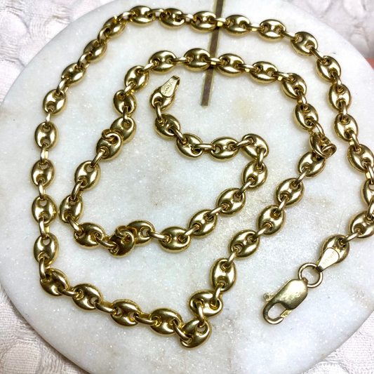 Vintage 14ct semi hollow puffy mariner link chain- RARE