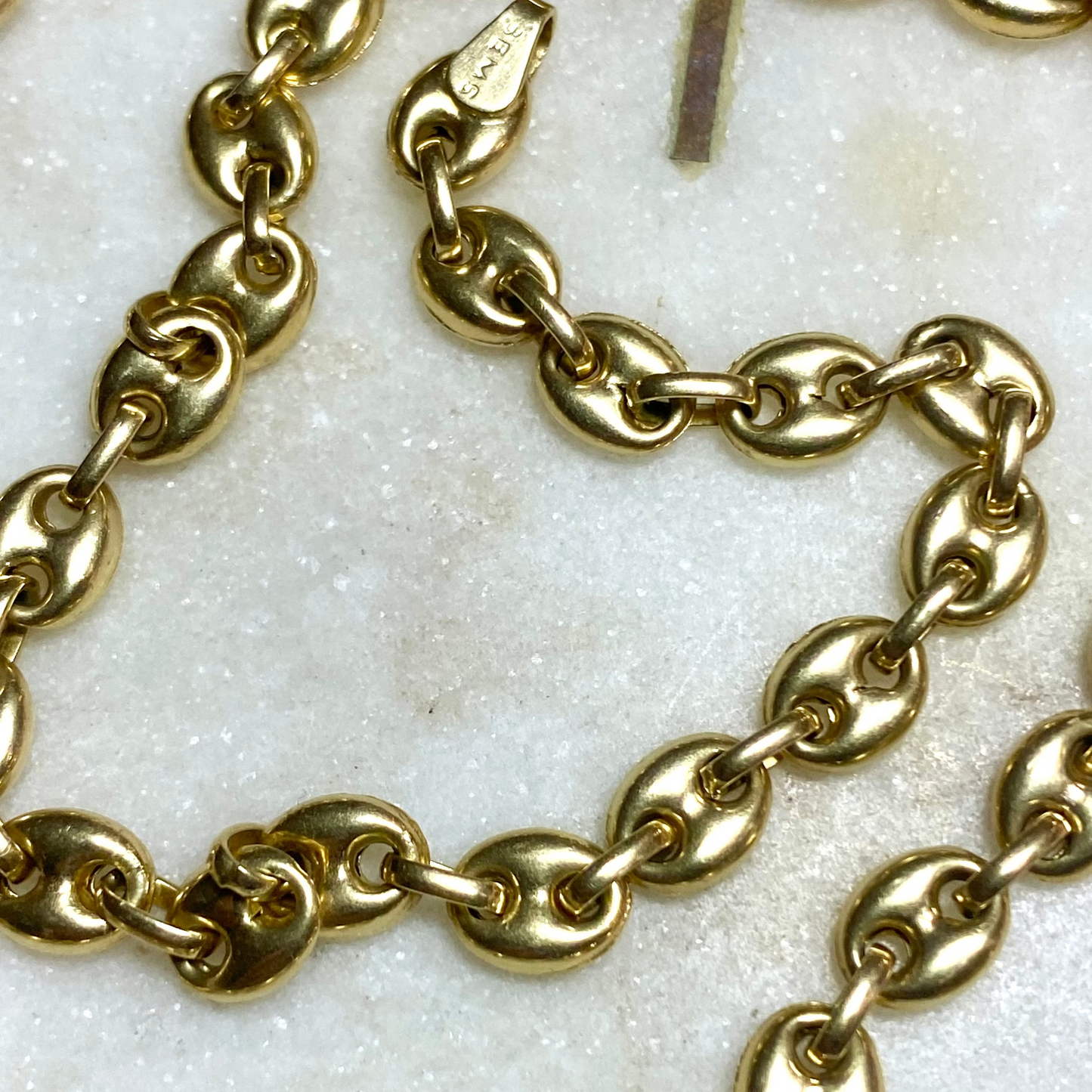 Vintage 14ct semi hollow puffy mariner link chain- RARE