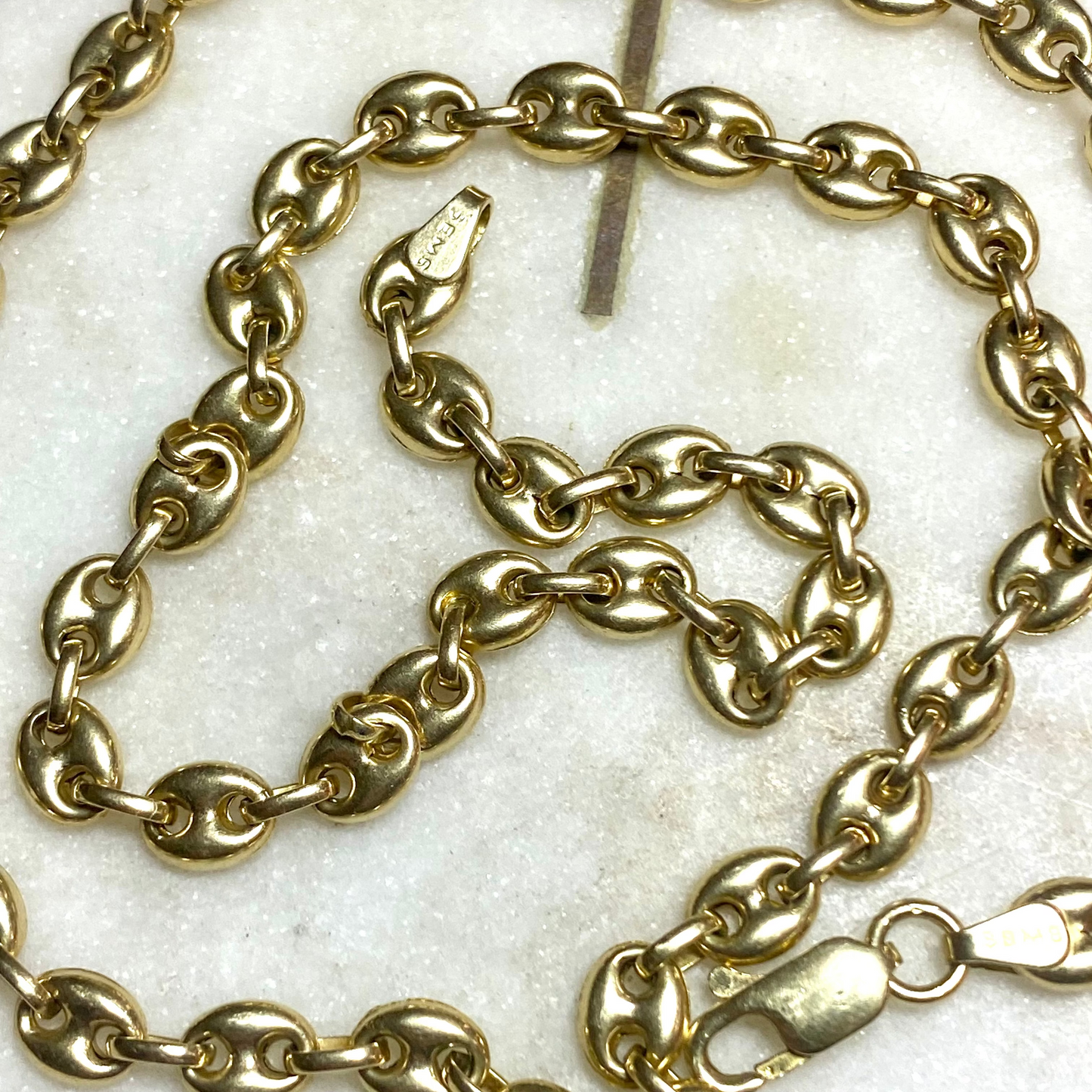 Vintage 14ct semi hollow puffy mariner link chain- RARE