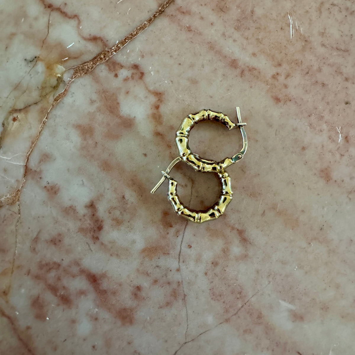 Vintage Unoaerre 9ct bamboo hoops - MINI and RARE