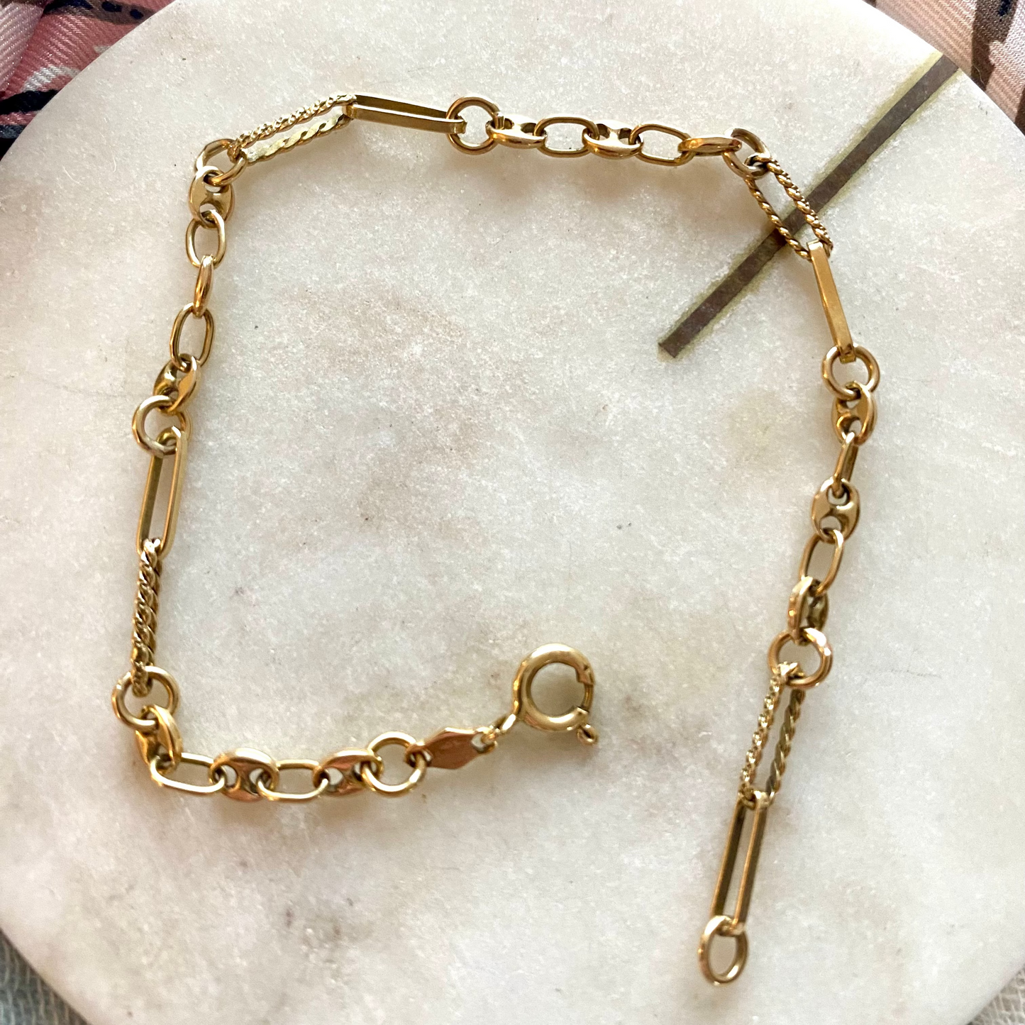 Vintage 18ct puffy mariner twisted trombone bracelet