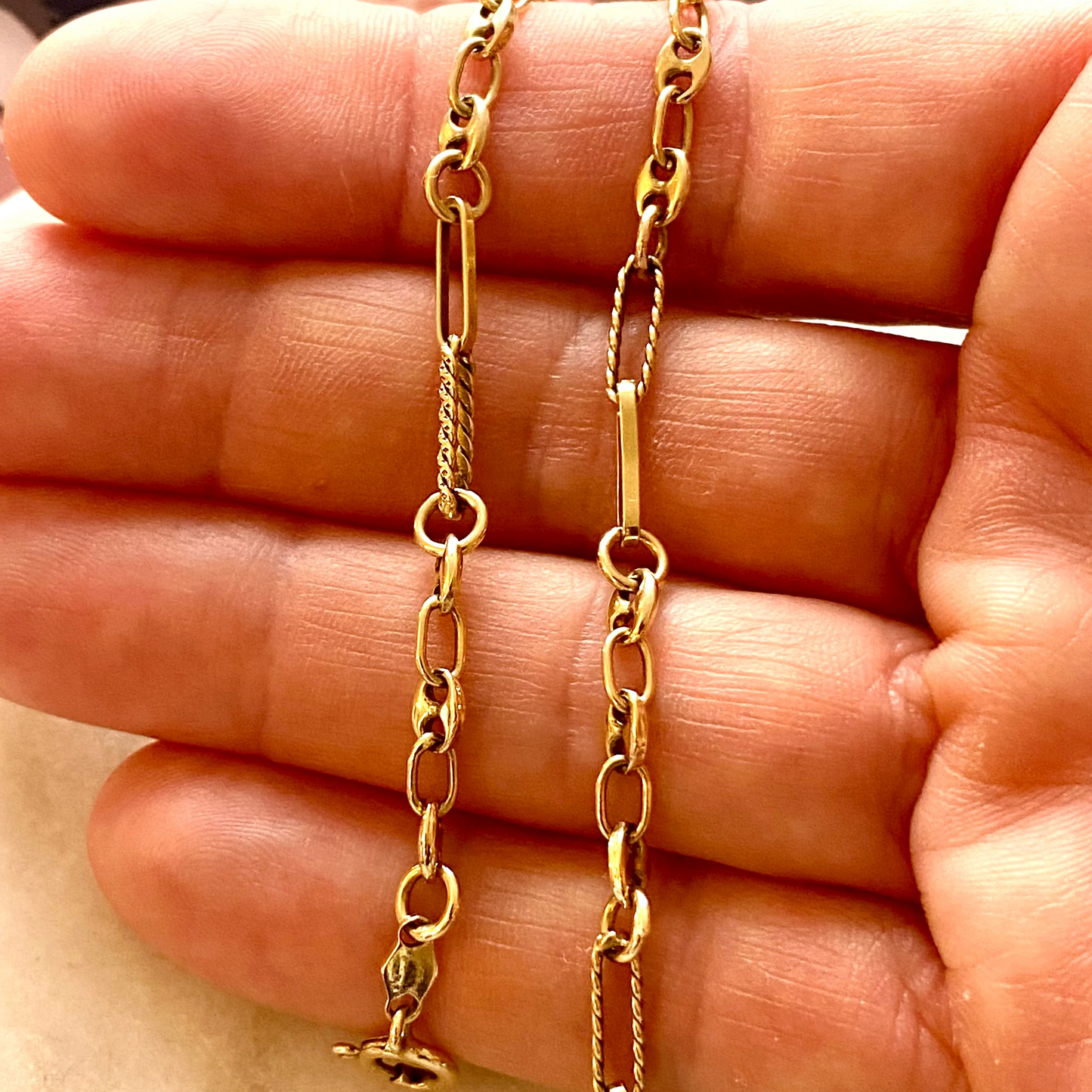 Vintage 18ct puffy mariner twisted trombone bracelet