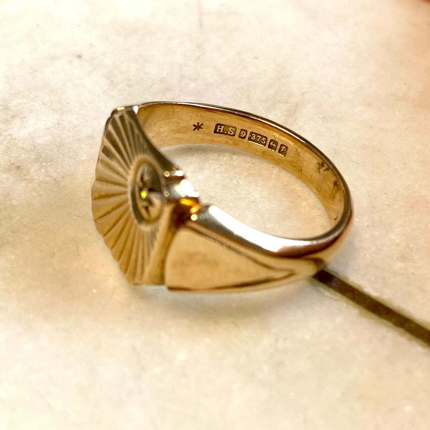 SOLD  Stunning 9ct gold signet ring with diamond feature