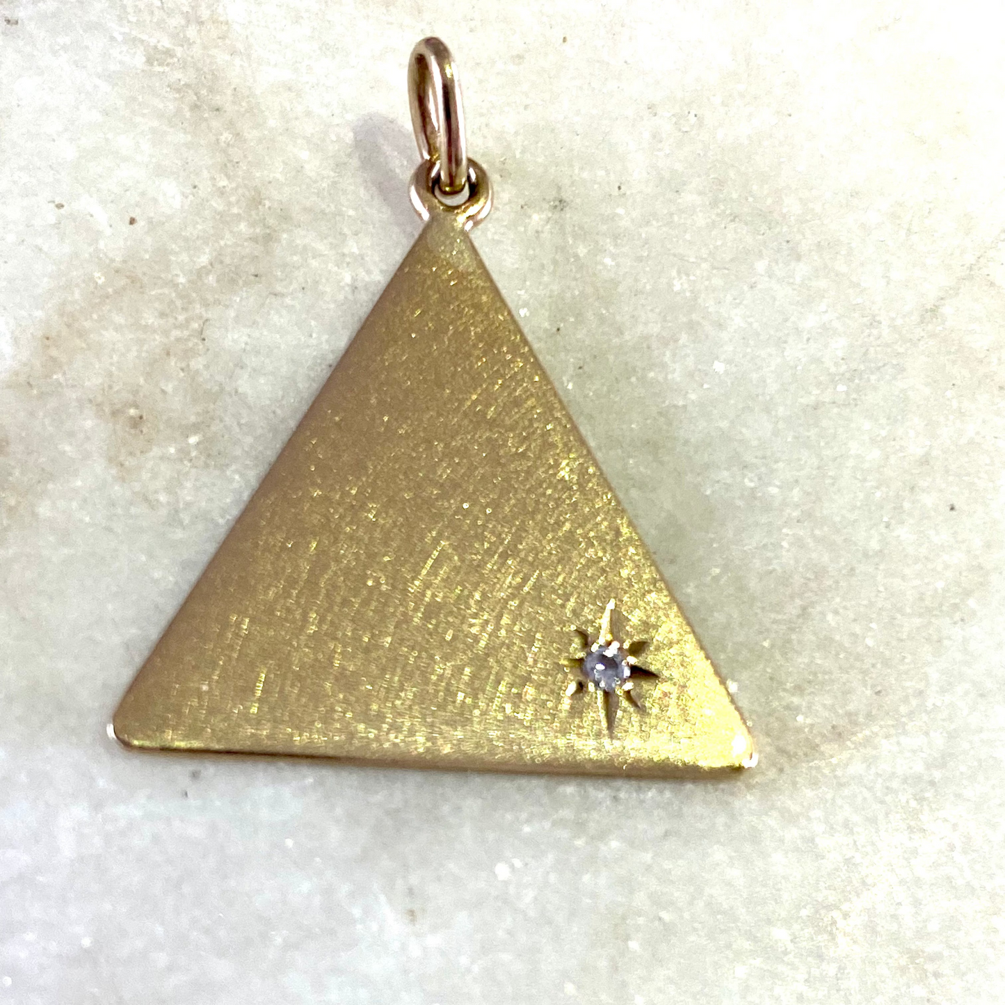 Vintage 9ct triangle pendant with diamond feature - RARE