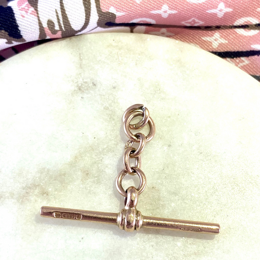 SOLD!   Antique 9ct rose gold T-bar with hallmarks!