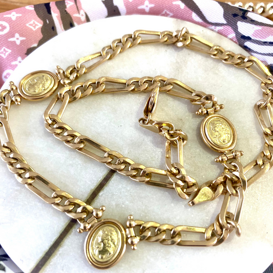 SOLD - Vintage 18ct buttery gold hollow Art Nouveau statement piece!