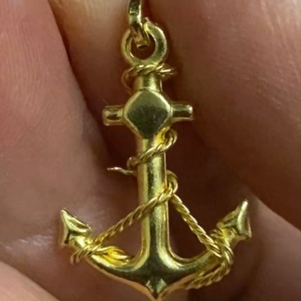 SOLD   Buttery Italian made 18ct gold anchor pendant