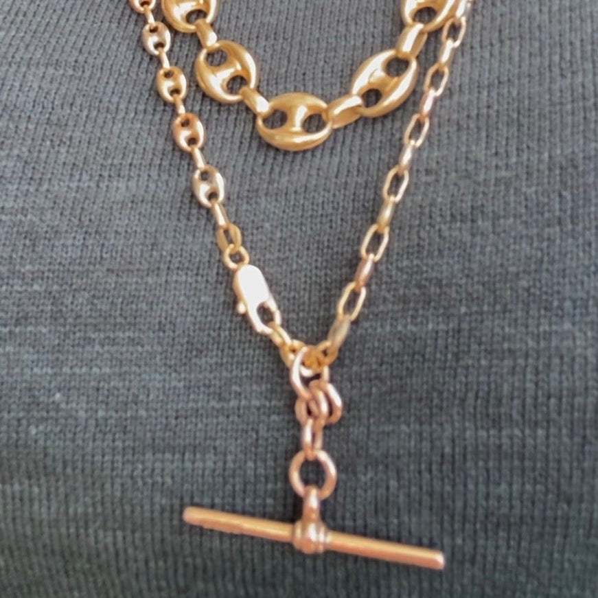 SOLD!   Antique 9ct rose gold T-bar with hallmarks!