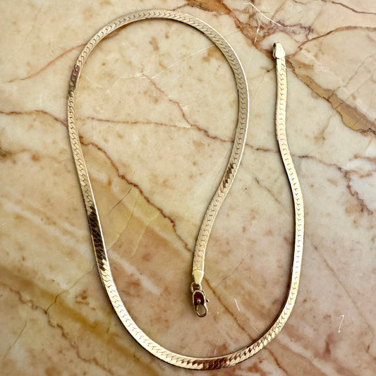 Vintage 9ct Unoaerre solid rosy herringbone necklace - EXCEPTIONAL - liquid gold!