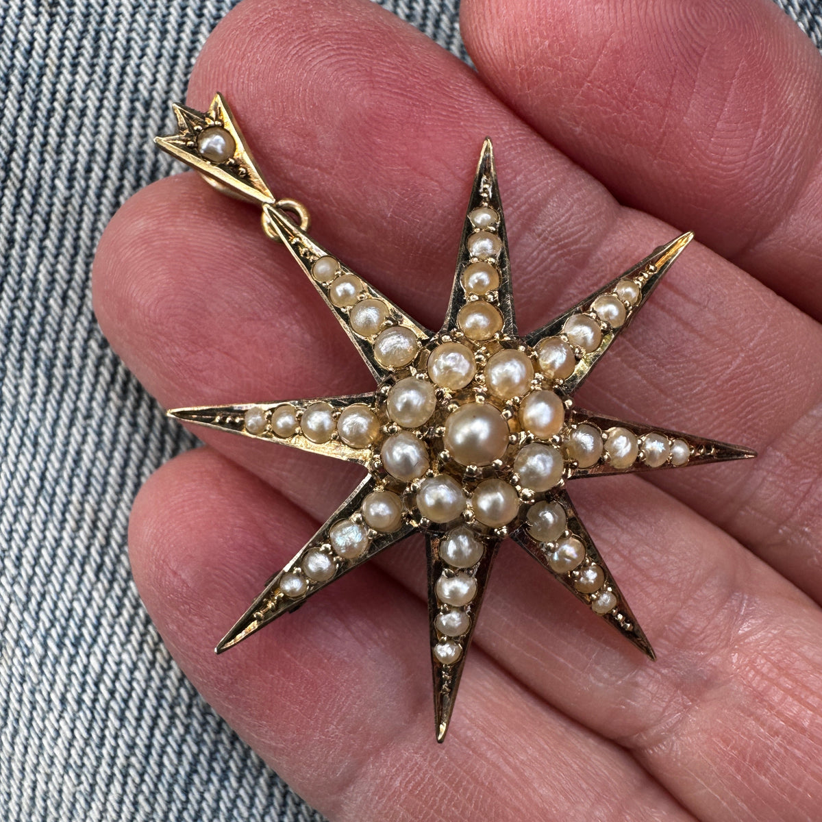 15ct seed pearl starburst pendant/brooch - Australian made over 120 years ago! Collectors piece.