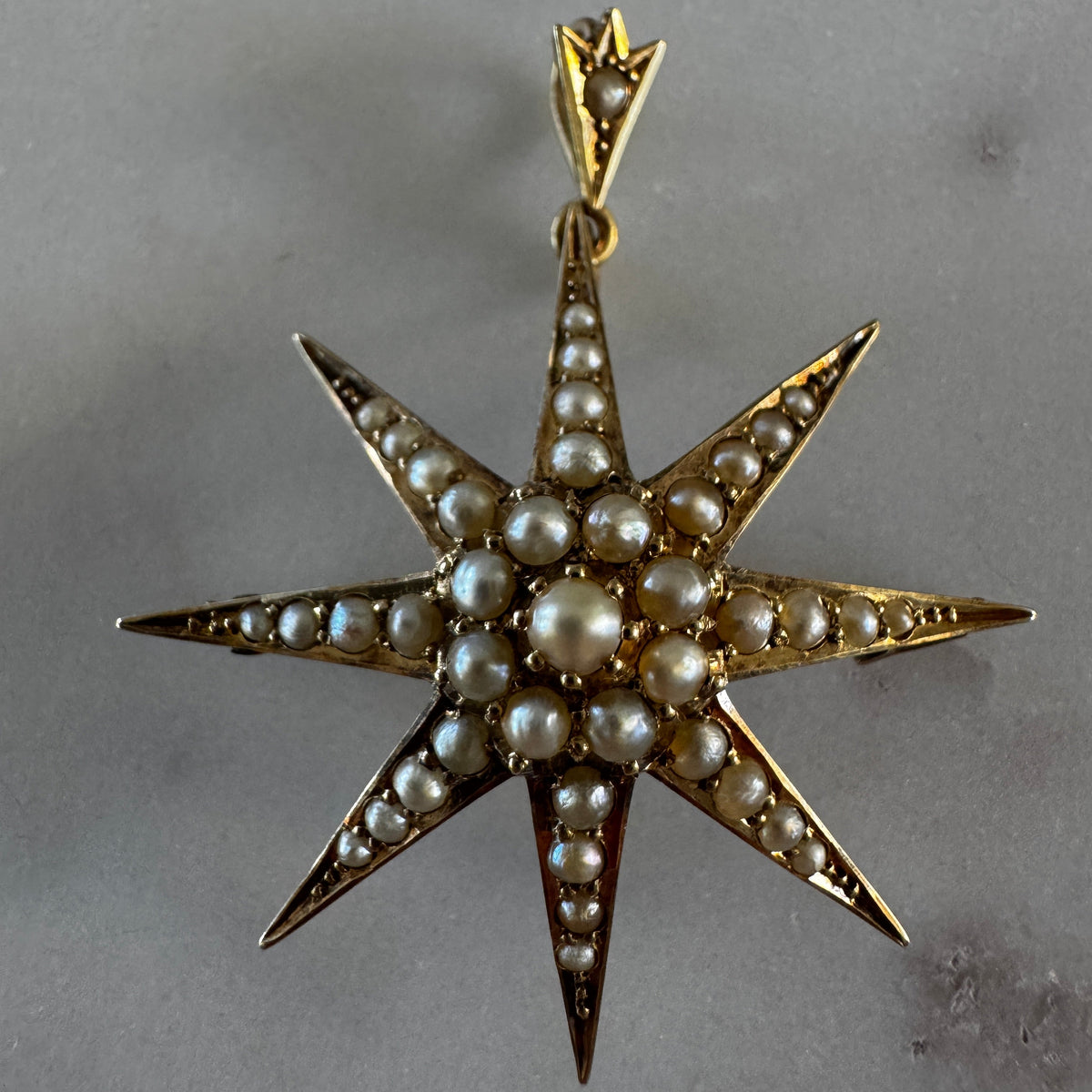 15ct seed pearl starburst pendant/brooch - Australian made over 120 years ago! Collectors piece.