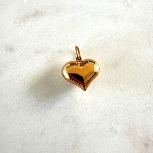 Rosy tone gold puffy heart pendant!
