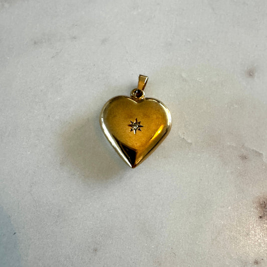 Big 9ct SOLID puffy heart with diamond! Heavy!!