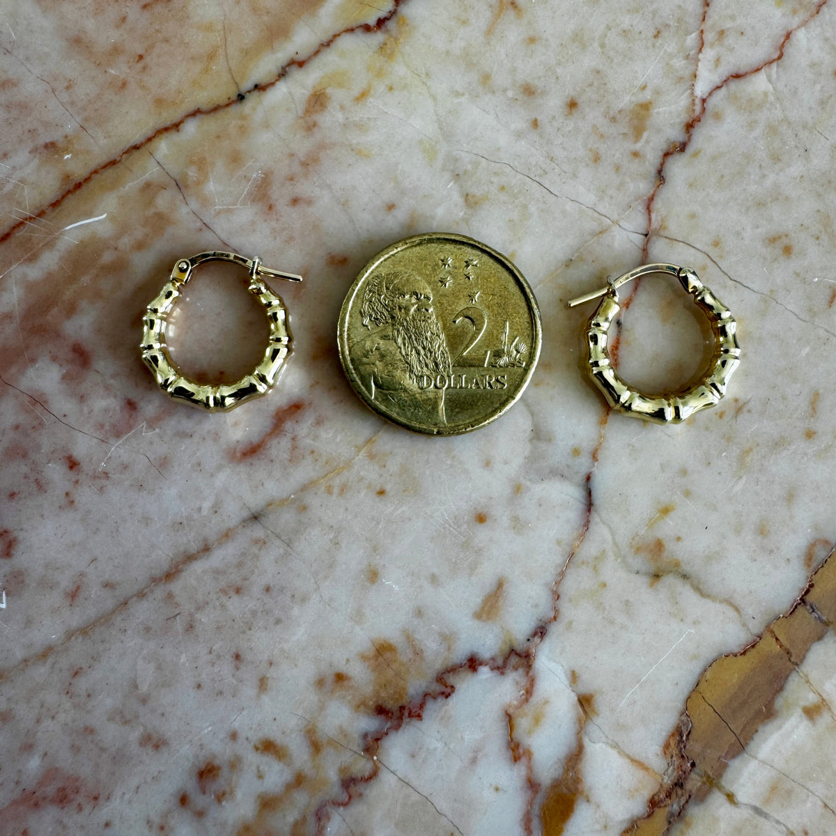 Just in!! Rare small 9ct Unoaerre bamboo hoops!!