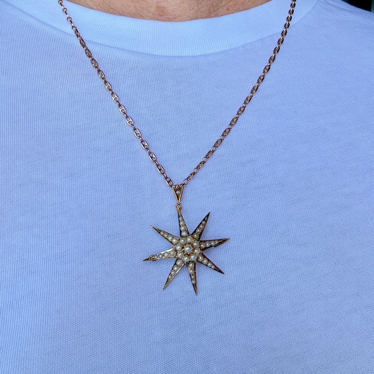 15ct seed pearl starburst pendant/brooch - Australian made over 120 years ago! Collectors piece.
