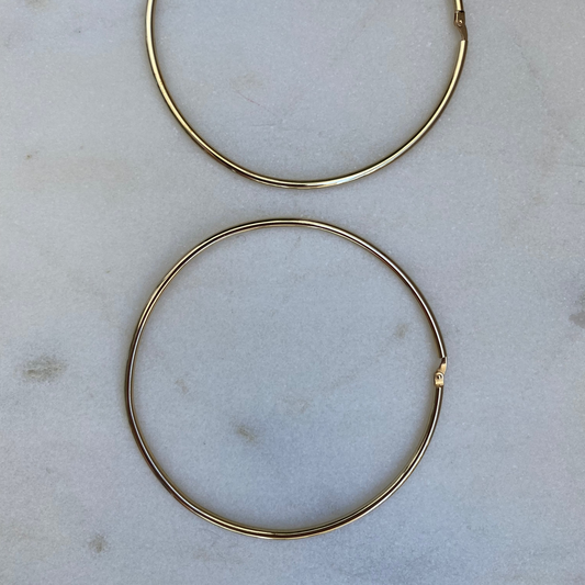Sold - BIG yellow gold Italian hoop earrings