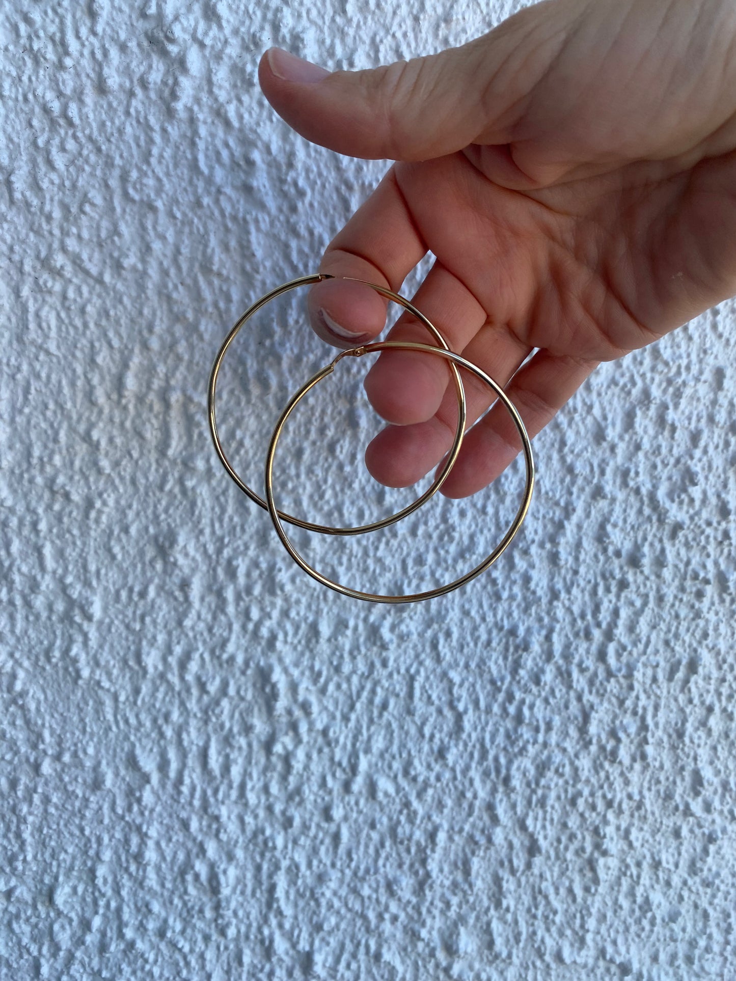 Sold - BIG yellow gold Italian hoop earrings