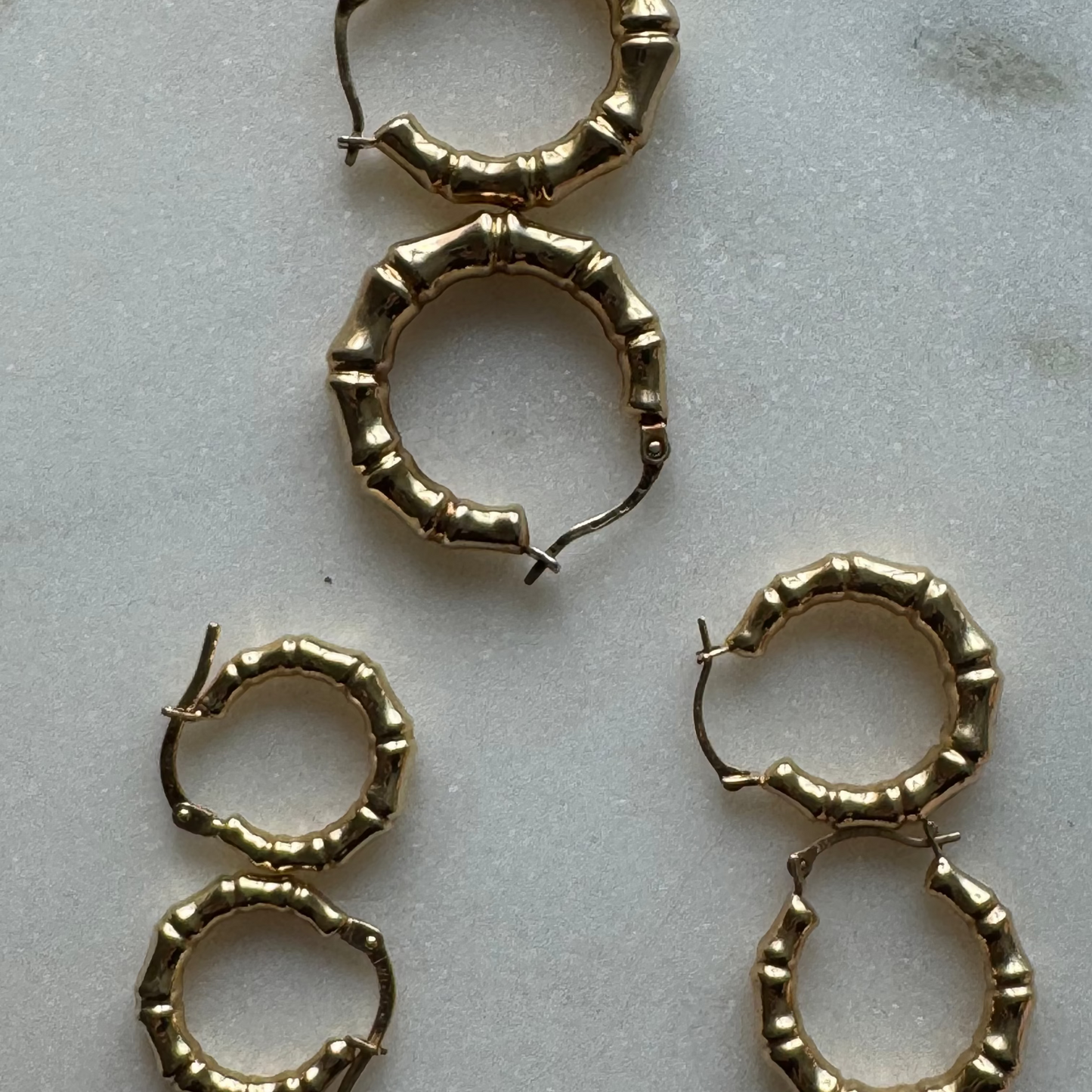 Vintage 9ct gold UnoAerre medium bamboo hoops  - RARE