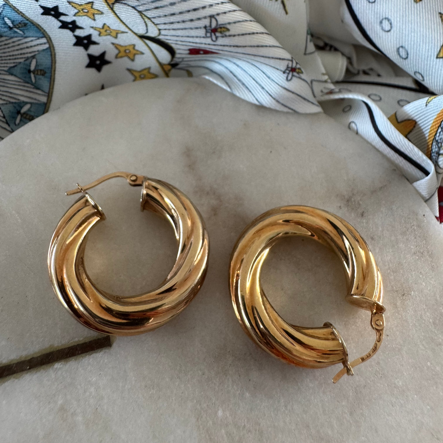 Sold - Vintage Unoaerre large chubby twist hoop earrings