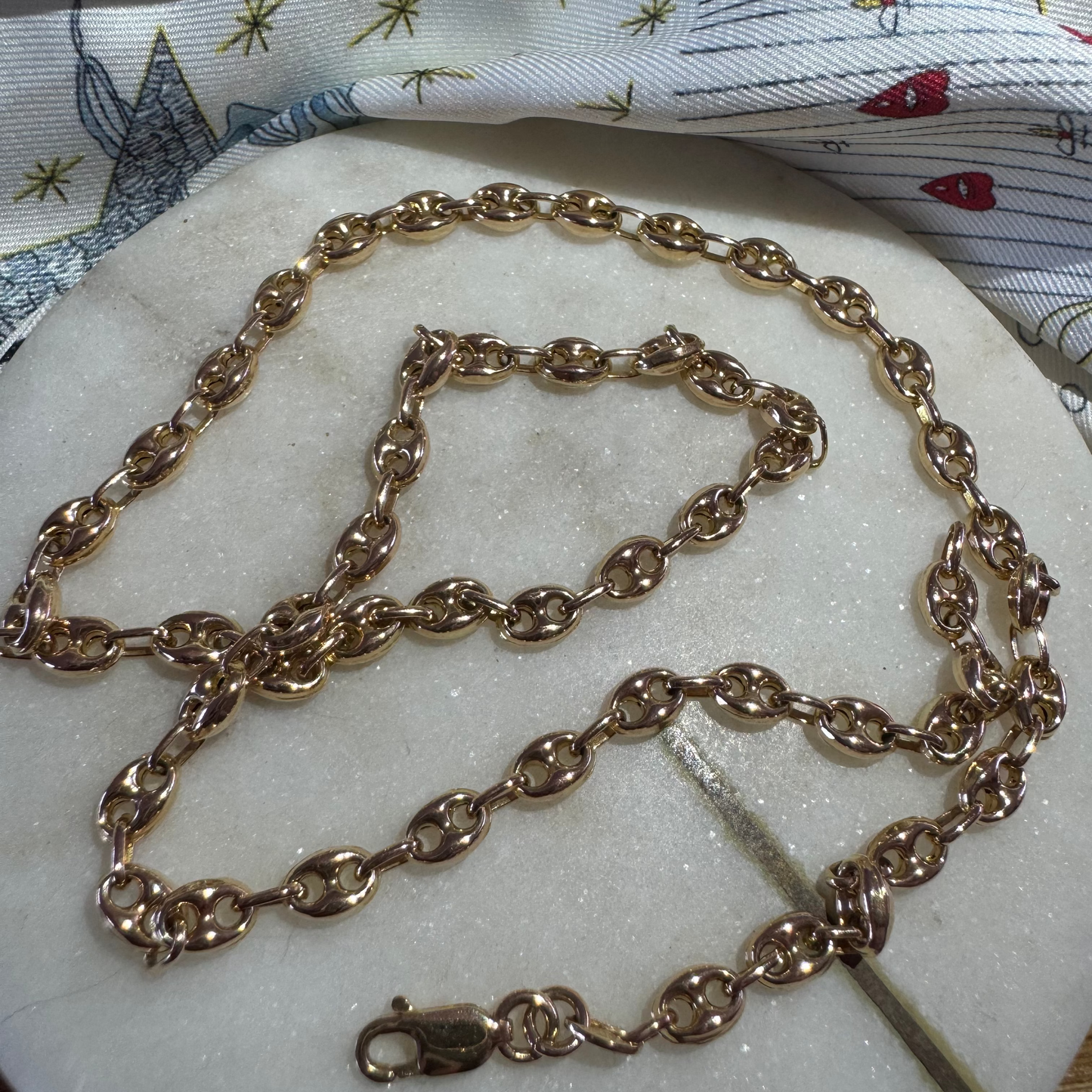 Rare Italian puffy link 14ct gold necklace!